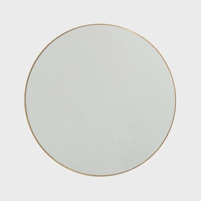Brass Framed Round Wall Mirror