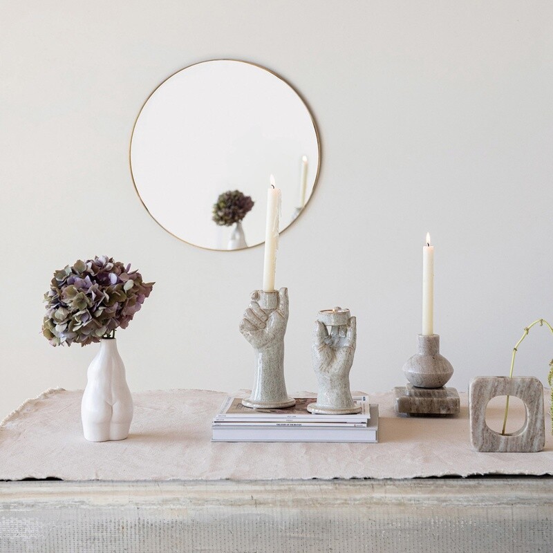 Brass Framed Round Wall Mirror