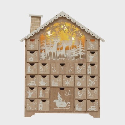 Wood House Advent Calendar w/ 24 Drawers