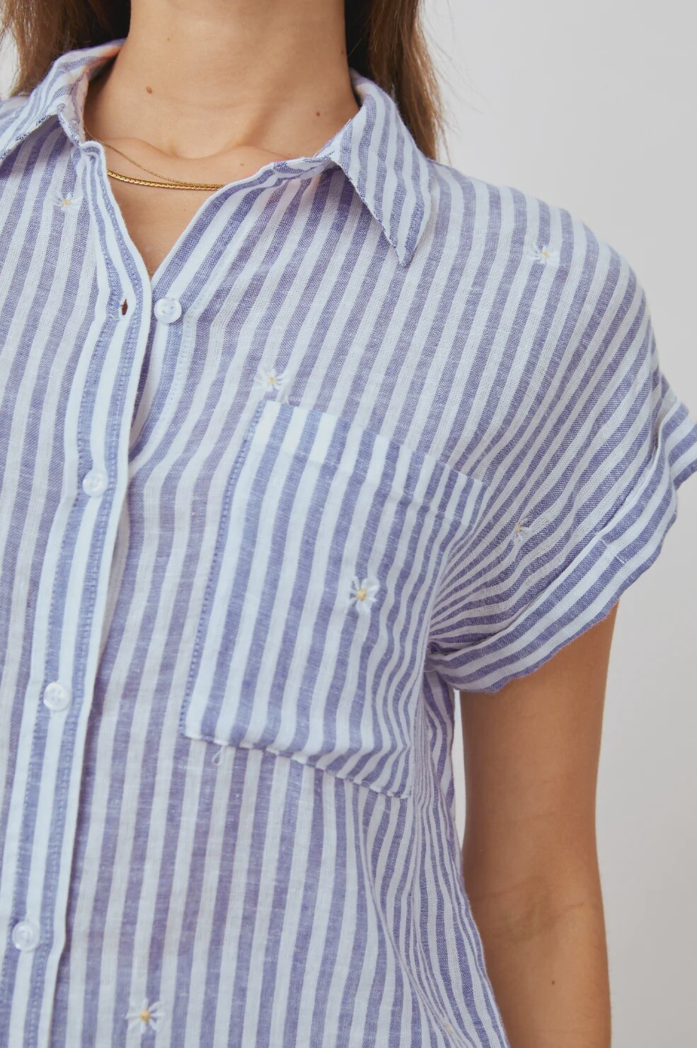 Whitney Top / Blue Stripe Daisy