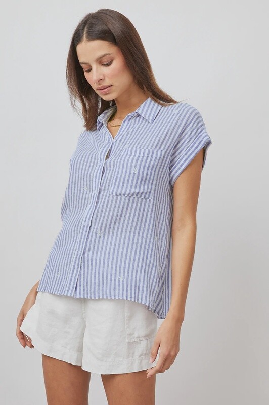 Whitney Top / Blue Stripe Daisy