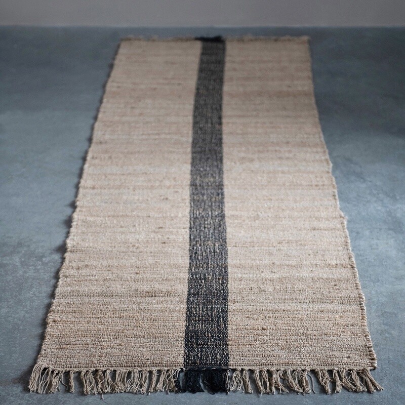 Cotton/Jute Woven Rug w/ Diamond Pattern 5 x 7