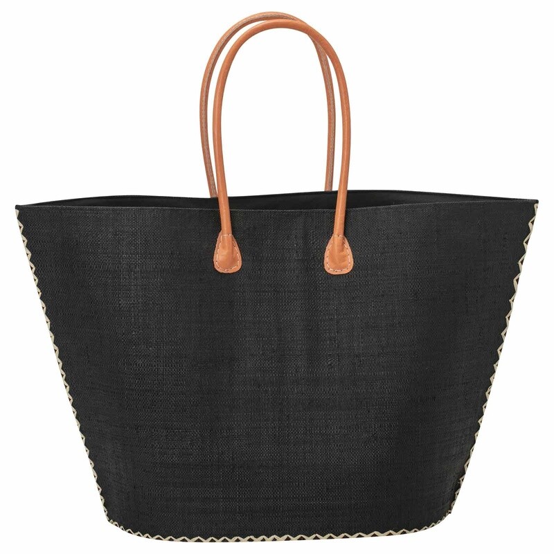 Raffia Tote w/ Leather Handle