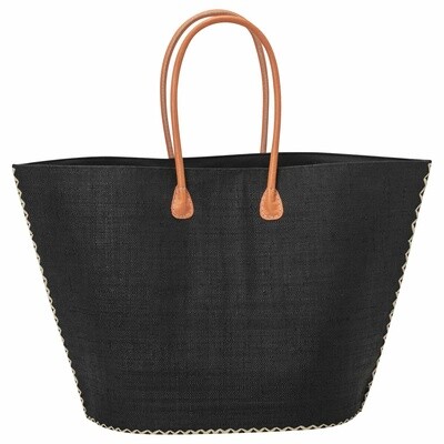 Raffia Tote w/ Leather Handle