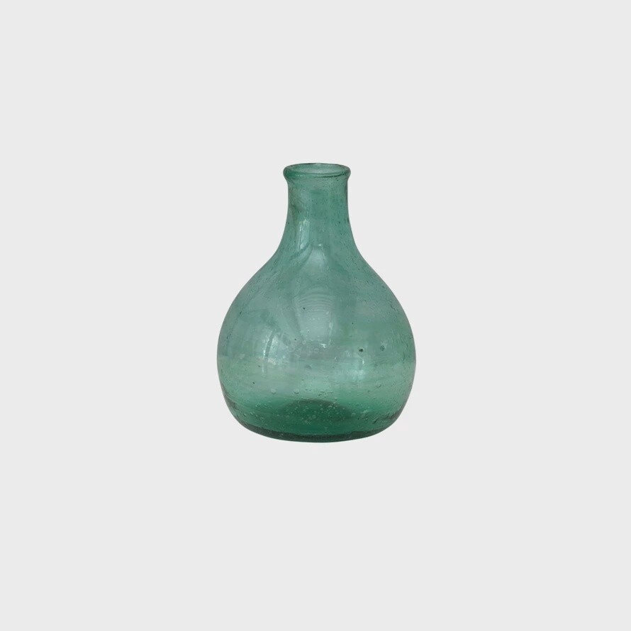 Hand-Blown Glass Vase / Blue Short