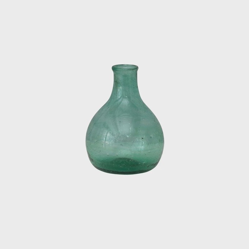 Hand-Blown Glass Vase / Blue Short
