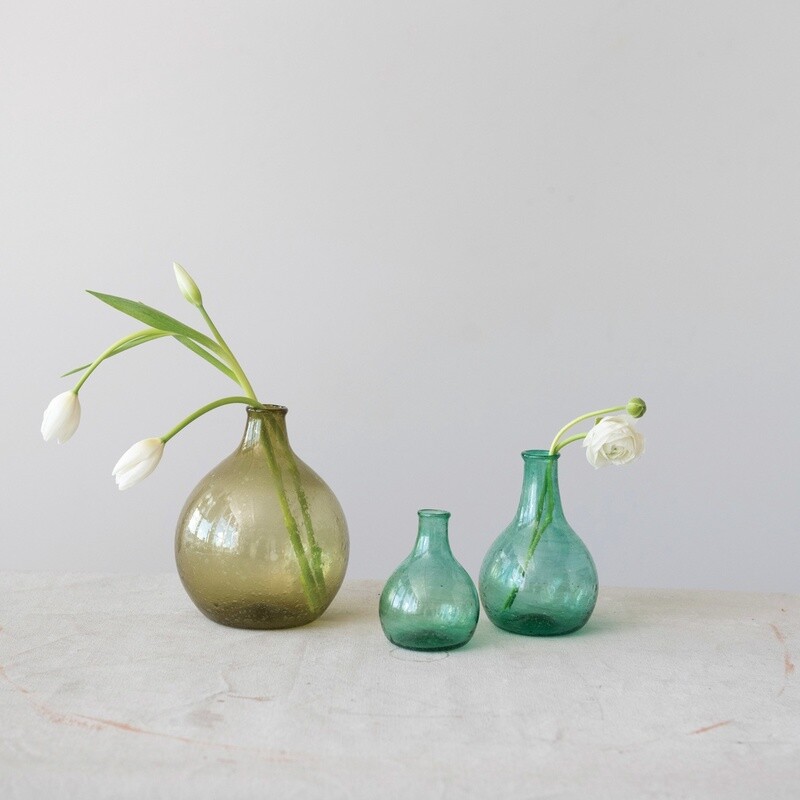 Hand-Blown Glass Vase / Blue Tall