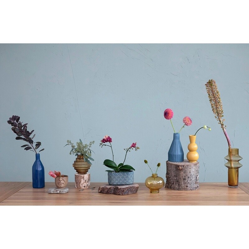 Ceramic Pleated Vase / Blue