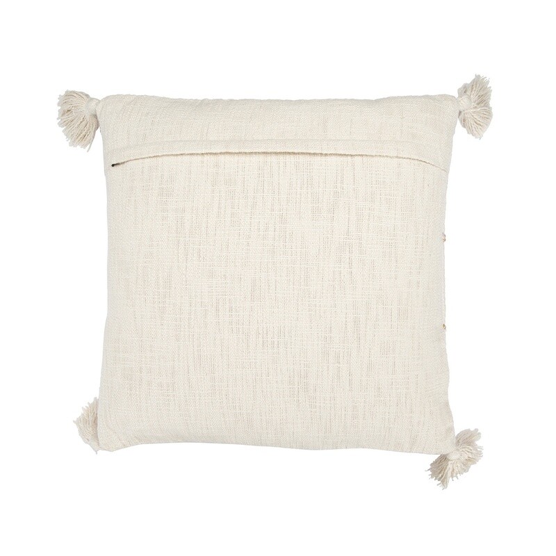 20" Cotton Embroidered Down Pillow w/ Tassels and Appliqué