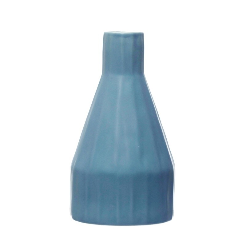 Ceramic Pleated Vase / Blue