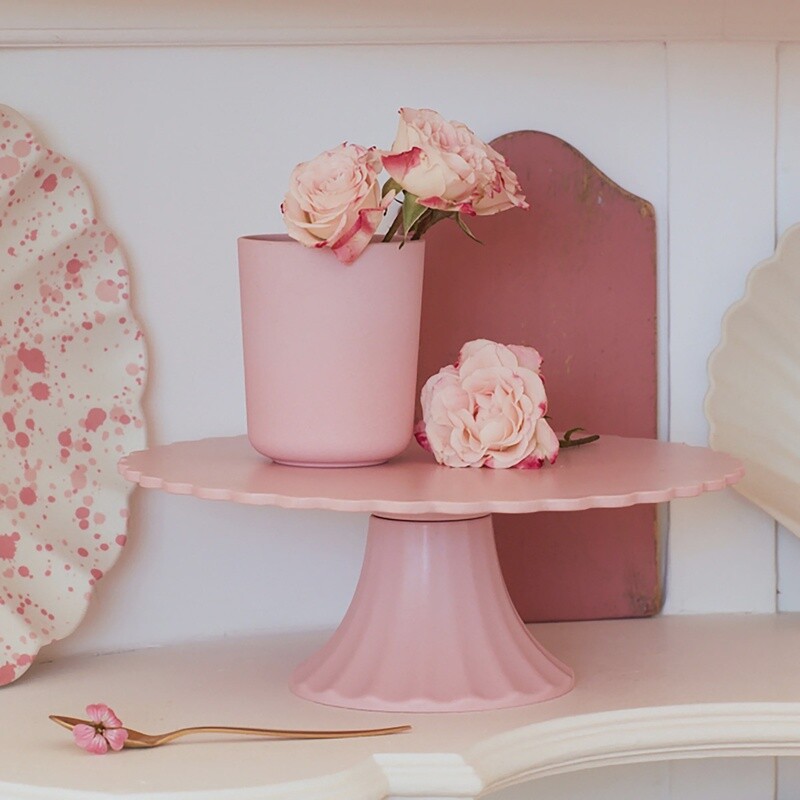 Medium Bamboo Cake Stand / Pink