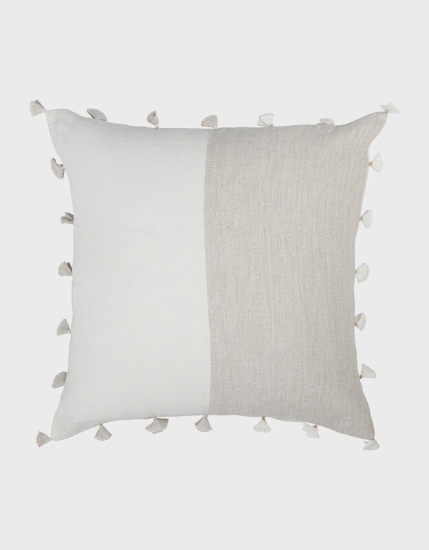 So Soft Linen Pillow Natural Beige Tassels
