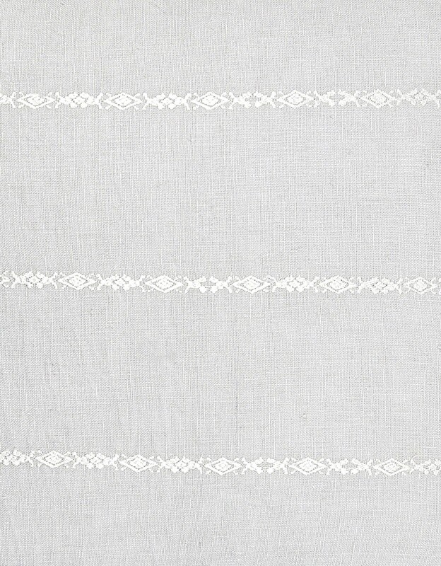 Light Grey and White Embroidered Stripe So Soft Linen Pillow