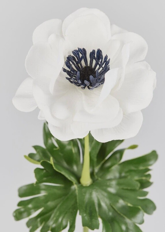 Real Touch Anemone in White and Navy 14”