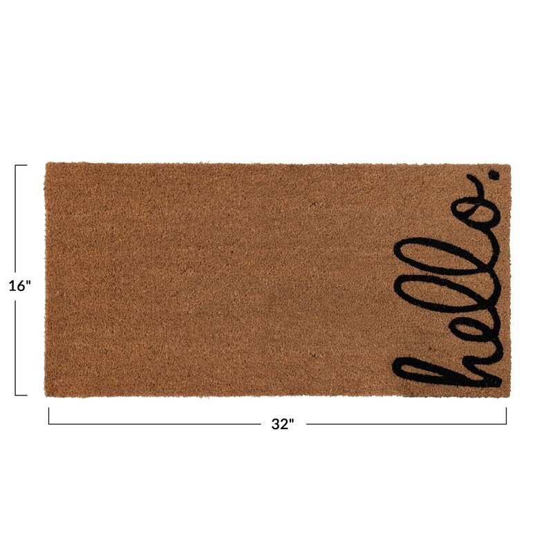 Natural Coir Rug / Hello Cursive