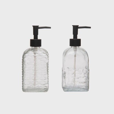 Embossed Glass Soap Dispenser Pump / 2 Styles