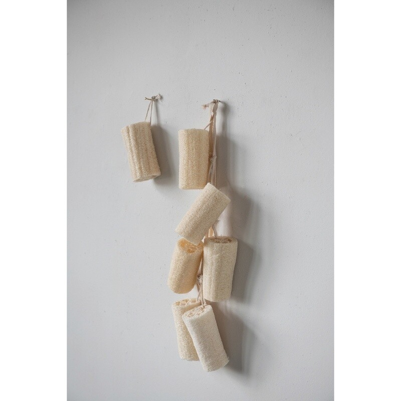 Natural Loofa Brush w/ Cotton Rope Hanger