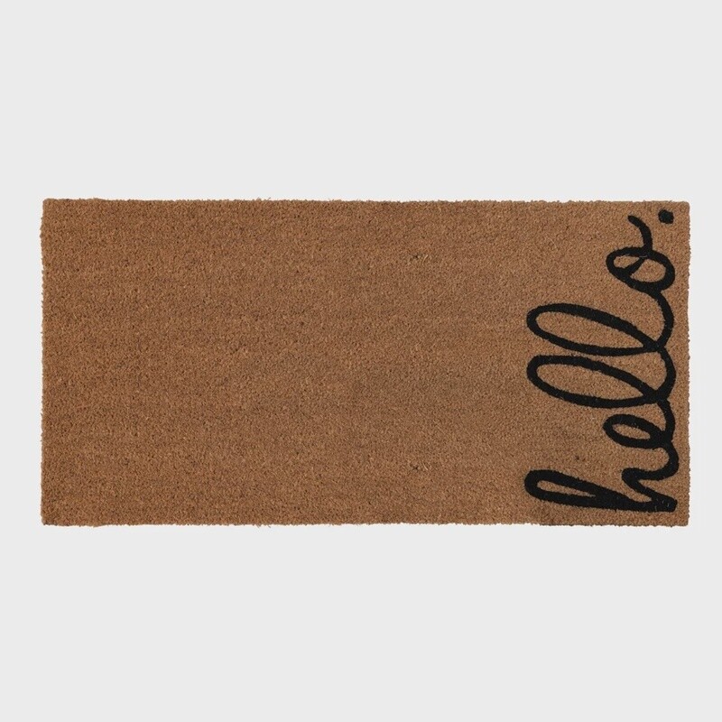 Natural Coir Rug / Hello Cursive