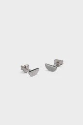 Semi Circle Stud Earrings / Silver