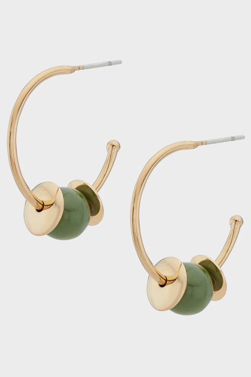 Kazuri Bead Hoop Earrings, Colour: Green