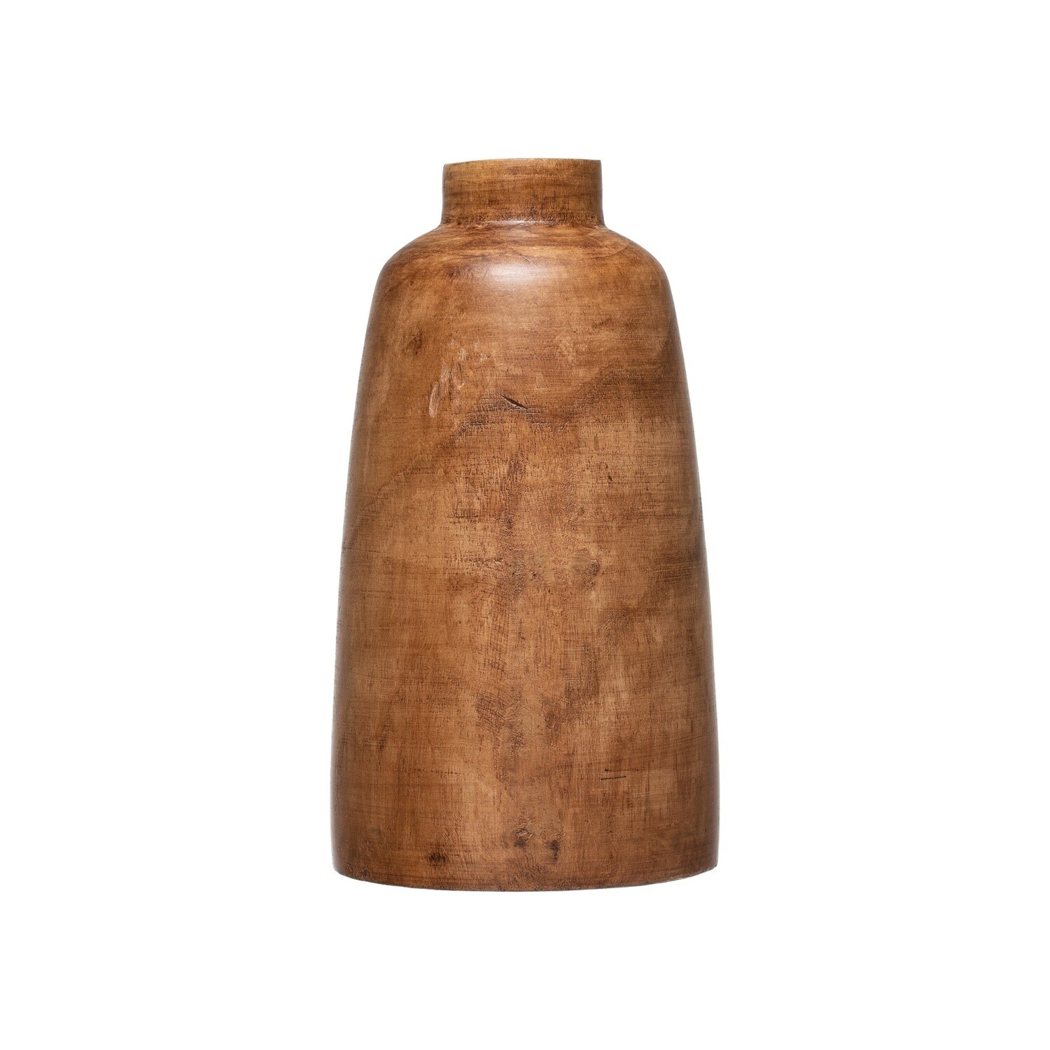 Paulownia Wood Vase 14-1/4” H Walnut Stained Finish