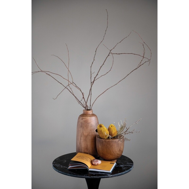 Paulownia Wood Vase 14-1/4” H Walnut Stained Finish