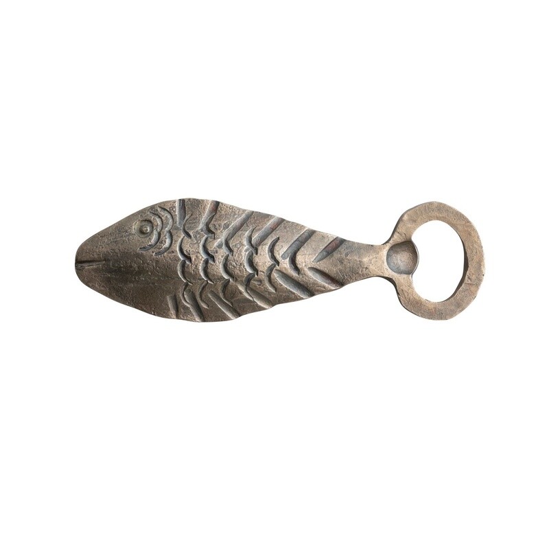 Cast Metal Fish Bottle Opener, Antique Brass
