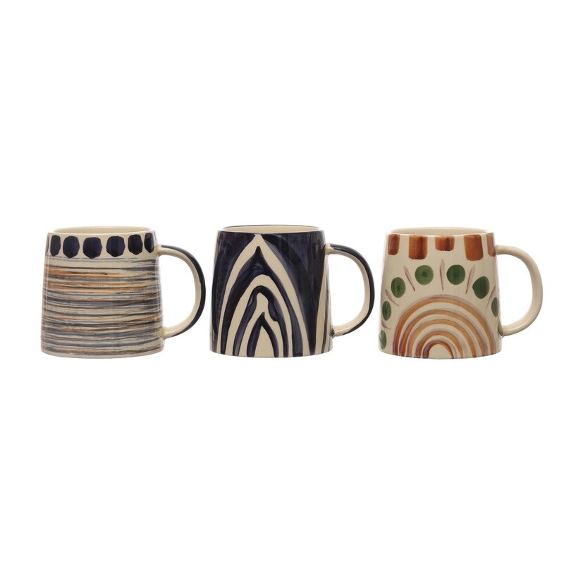Hand-Painted Stoneware Mug / 16oz / 3 Styles
