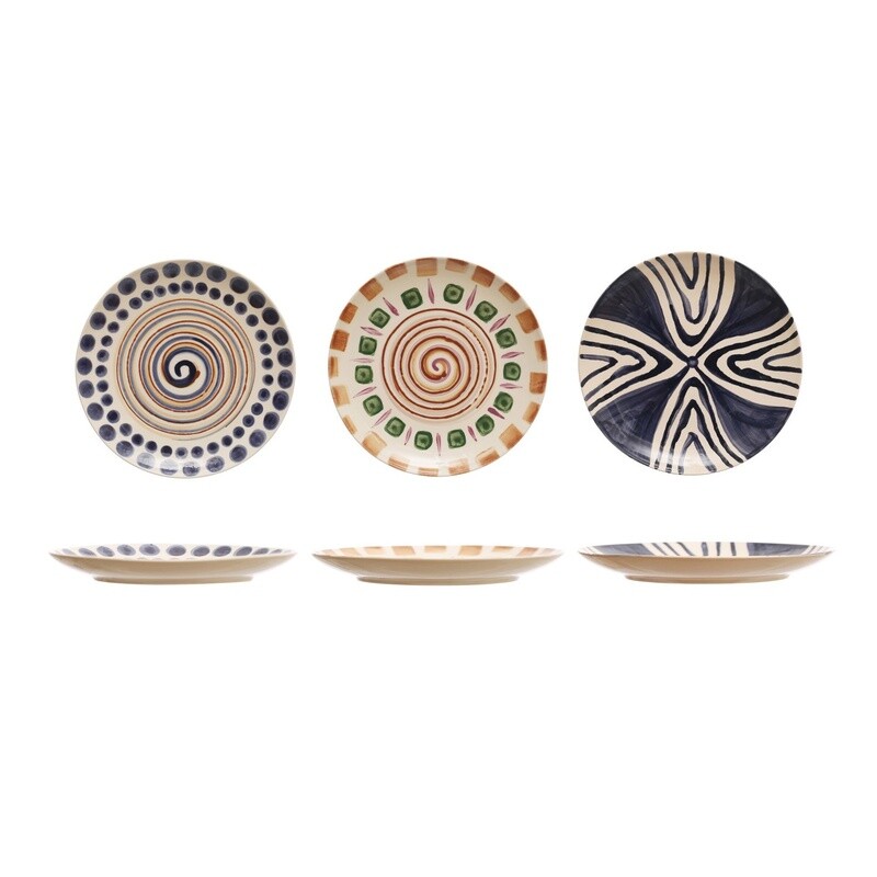 Hand-Painted Stoneware Plate / 3 Styles