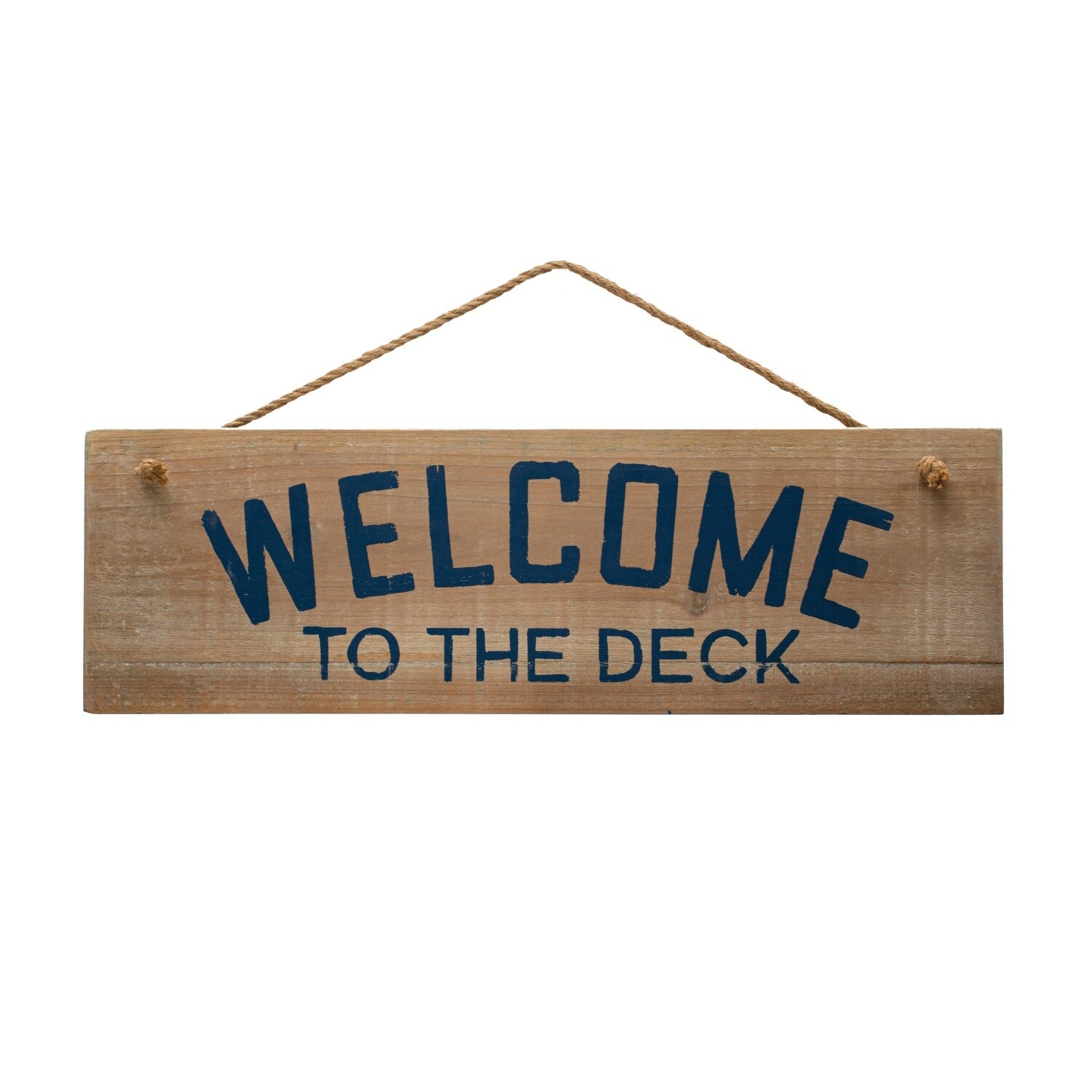 Wood Wall Decor w/ Jute Rope Hanger ‘Welcome to the Deck’