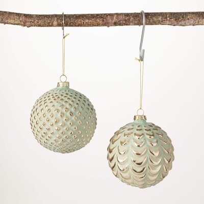 Mint and Gold Ornaments / Set of 2