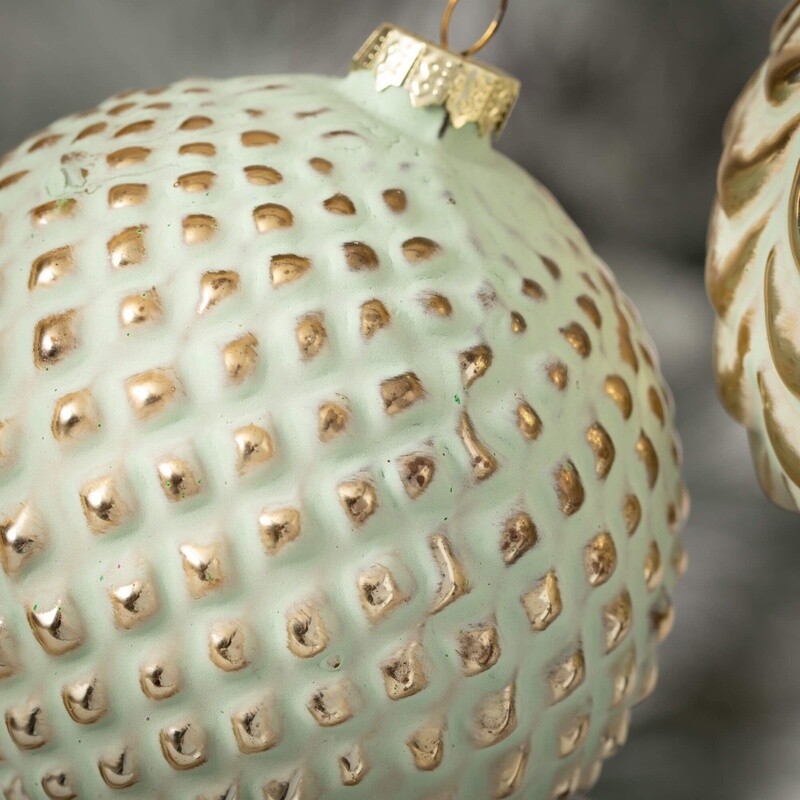 Mint and Gold Ornaments / Set of 2