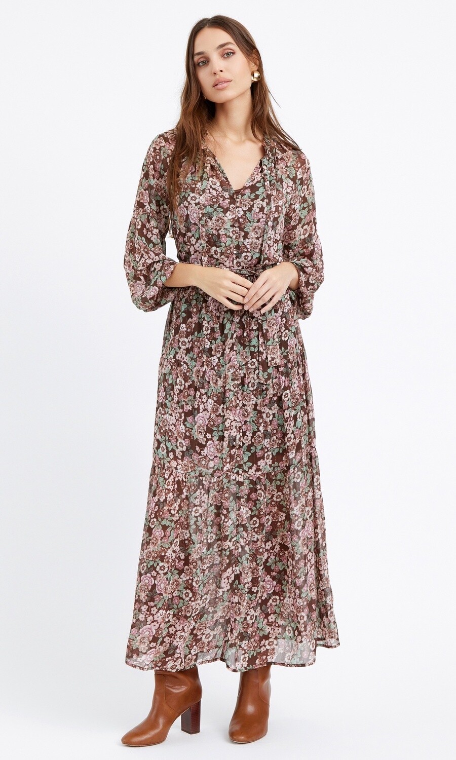 Zoa Chiffon Maxi Dress with Slip / Mauve