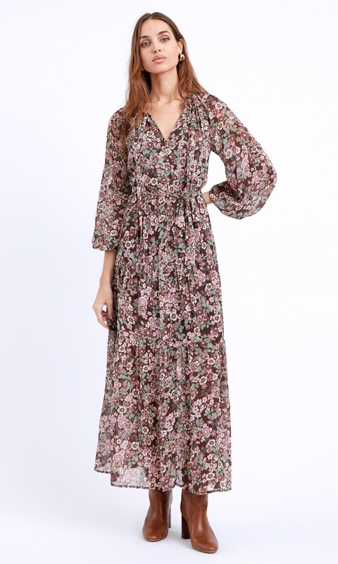 Zoa Chiffon Maxi Dress with Slip / Mauve