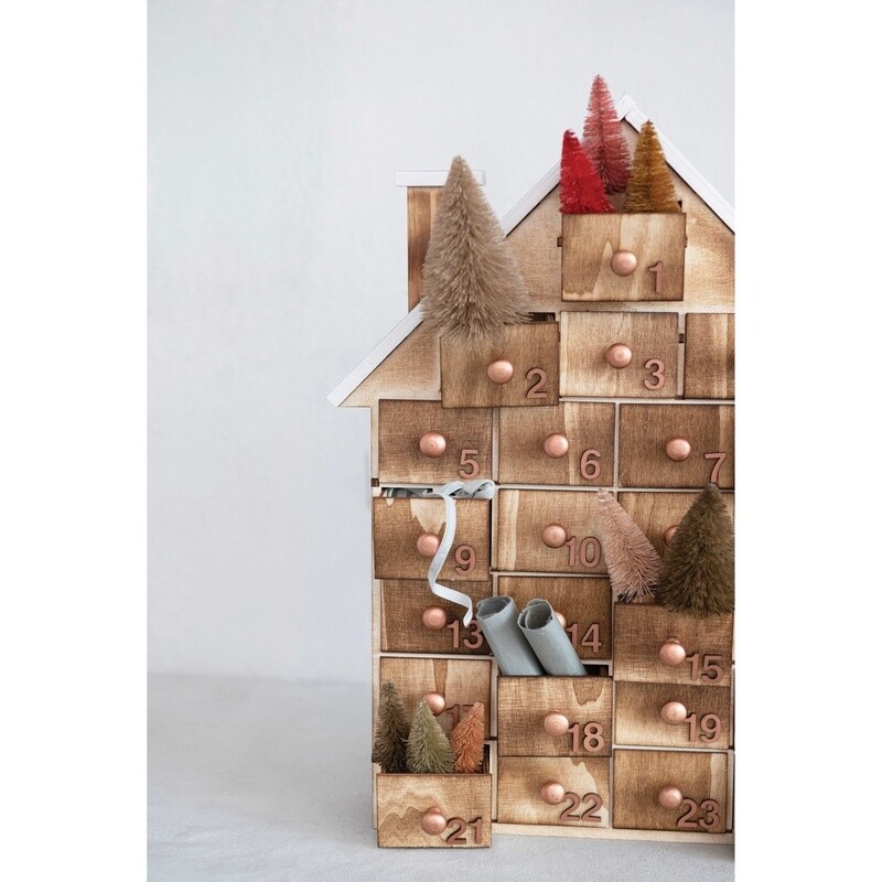 Wood House Advent Calendar / 13-3/4” x 17-1/2”