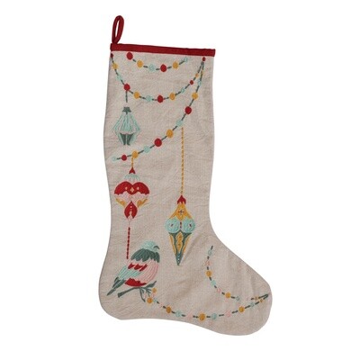 Cotton Printed Stocking w/ Embroidery / 20”