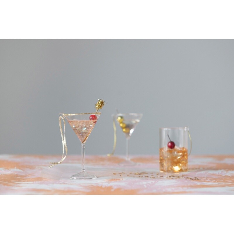 Glass Cocktail Ornament / 3 Styles