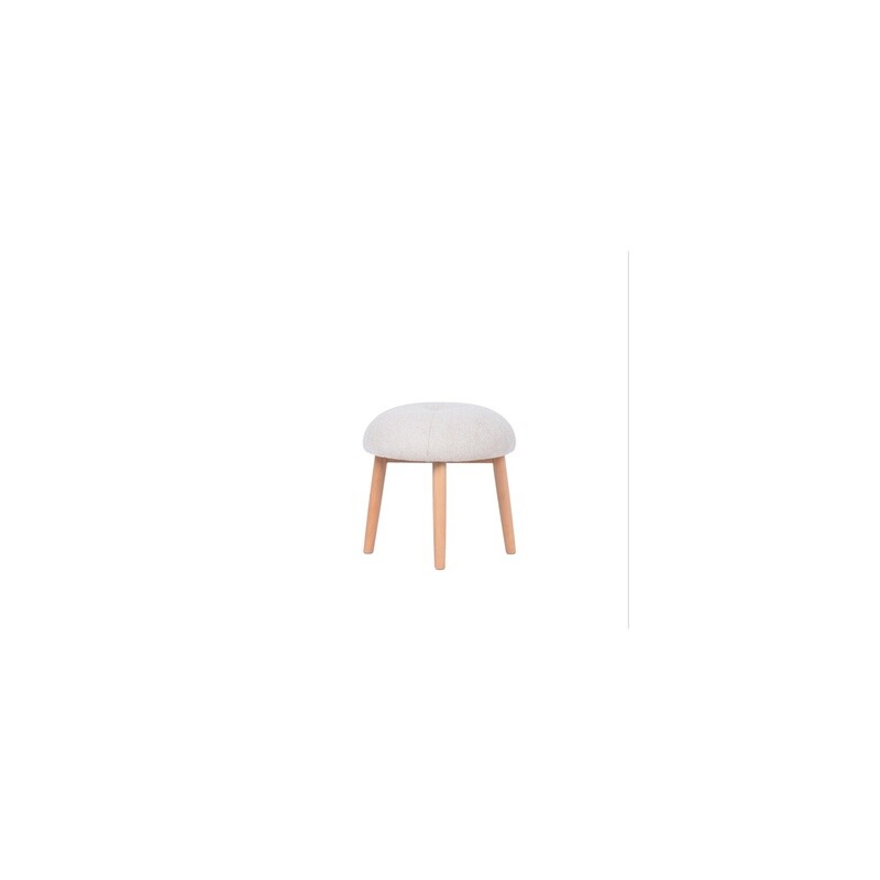 Tufted Fabric Upholstered Stool w/ Beech Wood Legs