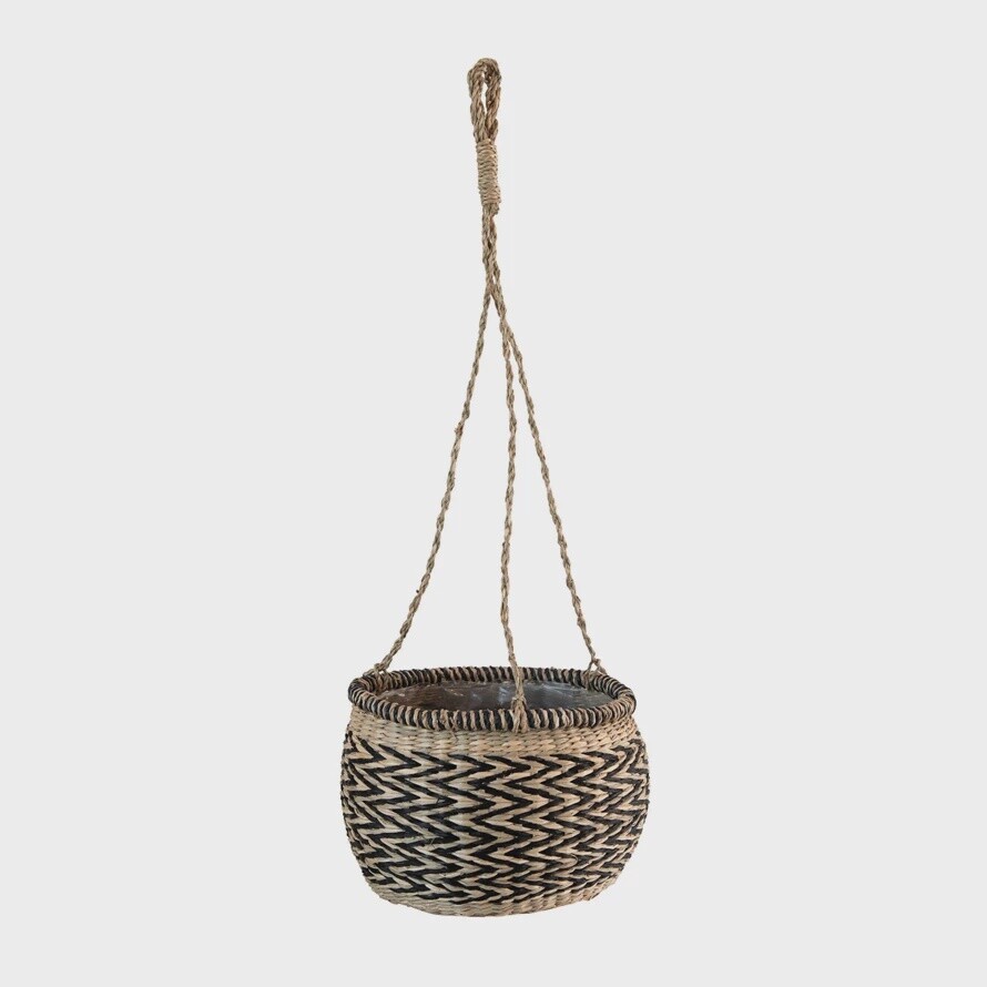 Hand-Woven Hanging Basket Planter w/ Lining Hand-Woven Hanging Basket Planter w/ Lining