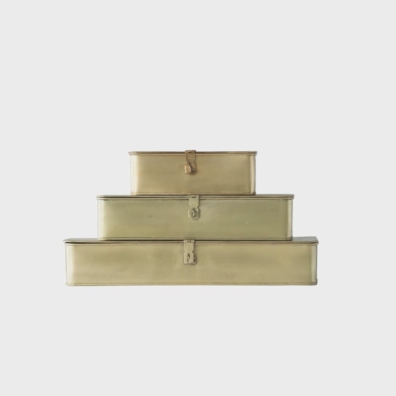 Decorative Metal Boxes / Brass Finish Set of 3