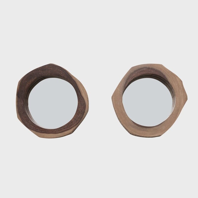 Acacia Wood Framed Organic Shaped Wall Mirror