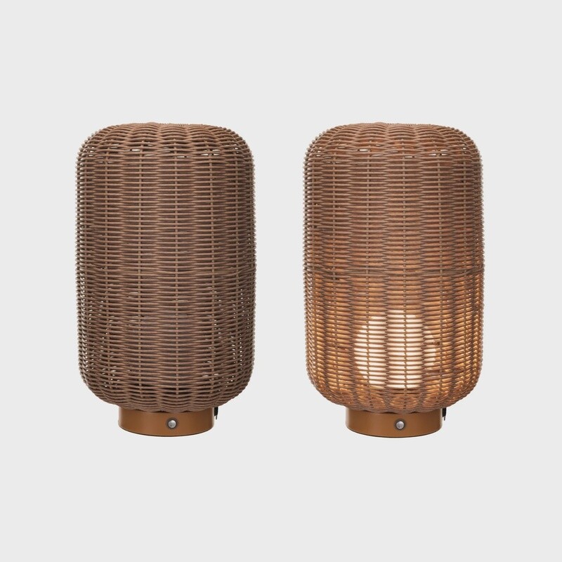 Plastic Woven LED Rechargeable Indoor/Outdoor Lantern w/ Touch Sensor