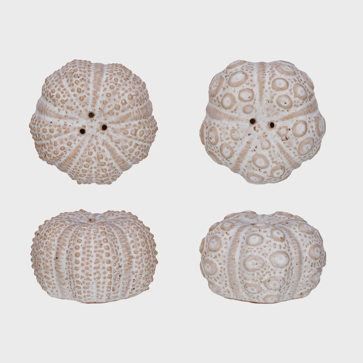 Stoneware Sea Urchin Shaped Salt & Pepper Shakers, Set of 2
