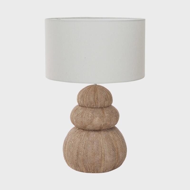 Resin Stacked Sea Urchin Table Lamp w/ Linen Shade