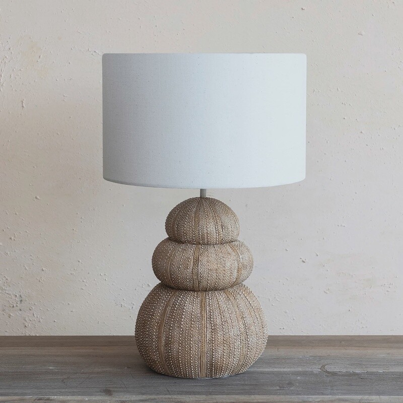 Resin Stacked Sea Urchin Table Lamp w/ Linen Shade
