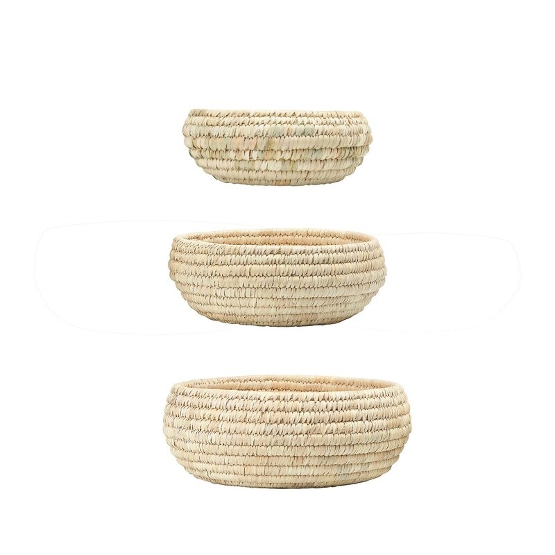 Grass and Date Leaf Baskets, Set of 3