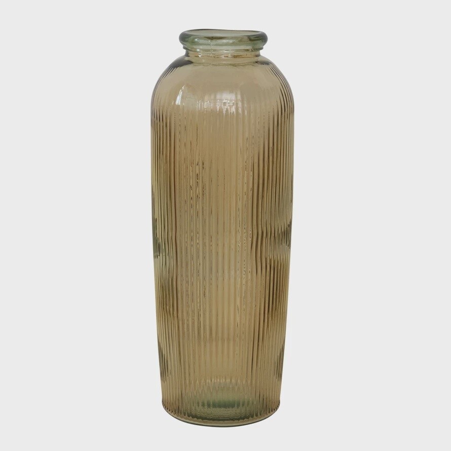Recycled Glass Ribbed Vase, Citrus Colour