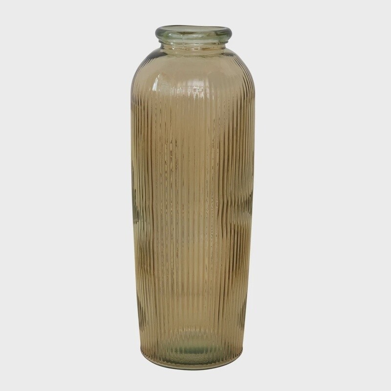 Recycled Glass Ribbed Vase, Citrus Colour