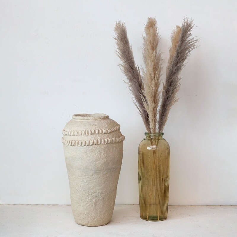 Recycled Glass Ribbed Vase, Citrus Colour