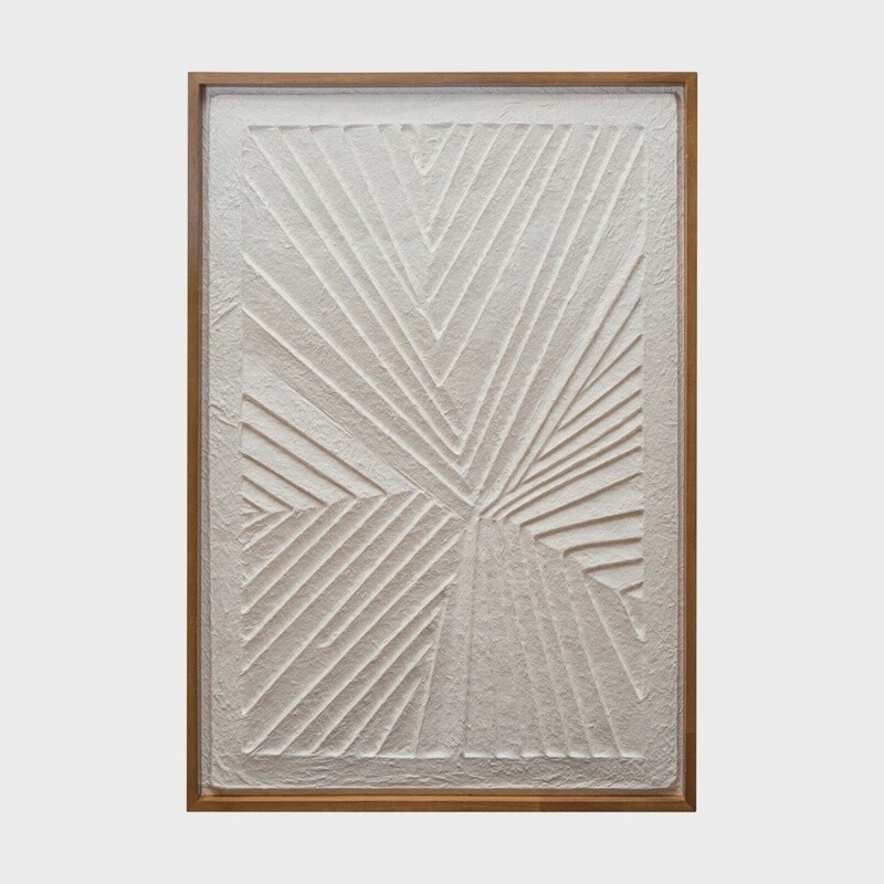 Oak Wood Framed Embossed Handmade Paper Wall Decor,